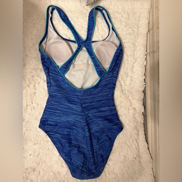 SOLD Speedo Racerback Blue One Piece Bathing Suit Sz 6 - Picture 4 of 9
